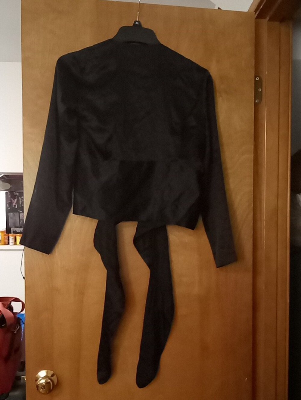 Rimini By ShowBlack Tie-Front Pure Silk Women's Top - Picture 3 of 7